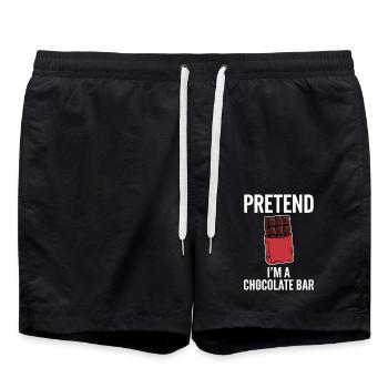 Chocolat Dicton Drôle Cadeau Chocolat - Short de bain - noir - Devant - AI Model Male 185 light (185cm)