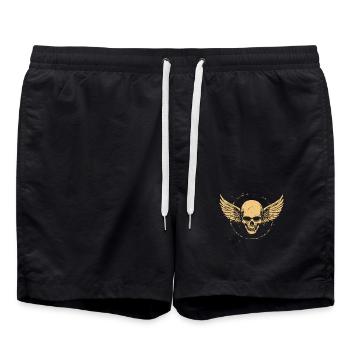 Crâne avec des ailes pour motards – style rétro - Short de bain - noir - Devant - AI Model Male 185 light (185cm)