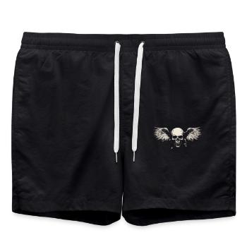 Crâne avec des ailes pour motards – look grunge - Short de bain - noir - Devant - AI Model Male 185 light (185cm)