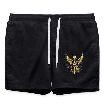 Crâne avec des ailes pour motards – look moto - Short de bain - noir - Devant - AI Model Male 185 light (185cm)