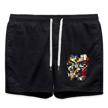 Frauen Girl Power Design Kunst Weiblicher Feminismus Symbol - Badeshorts - Schwarz - Vorne - AI Model Male 185 light (185cm)