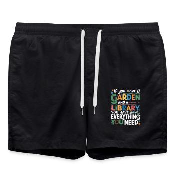 Garten und Bibliothek – alles, was du brauchst - Badeshorts - Schwarz - Vorne - AI Model Male 185 light (185cm)