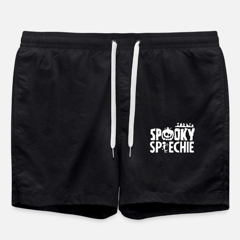 Spooky Speechie Halloween Pumpkin - Swim Trunks - black