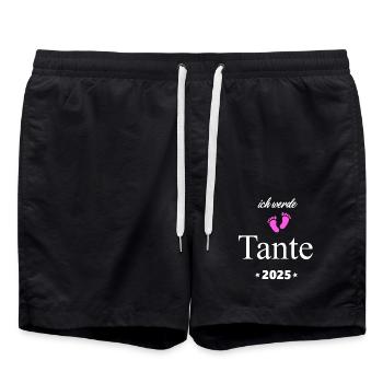 Ich werde Tante 2025 Schwanger 2025 Tante Geschenk - Badeshorts - Schwarz - Vorne - AI Model Male 185 light (185cm)