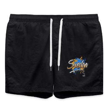 Schweden Angeln Angler Fischen - Badeshorts - Schwarz - Vorne - AI Model Male 185 light (185cm)