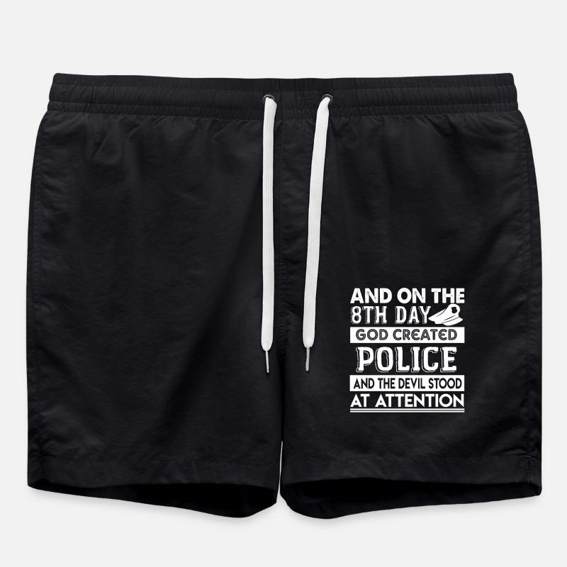 Police God Created Police - Swim Trunks - black