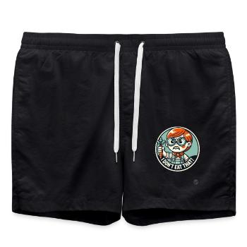 Kleinkind mit Karotte, Das esse ich nicht - Badeshorts - Schwarz - Vorne - AI Model Male 185 light (185cm)
