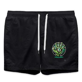 Green Zombie Mutant Hand with Eye - Swim Trunks - black - Front - AI Model Male 185 light (185cm)