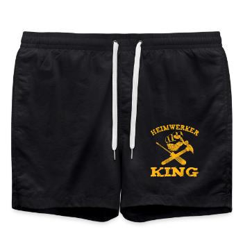 Opa Heimwerker King Bastler Papa Männer Vatertag - Badeshorts - Schwarz - Vorne - AI Model Male 185 light (185cm)