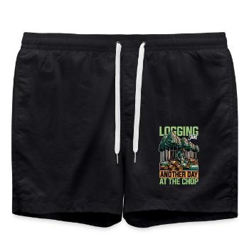 Logging Just Another Day Woodworker Tree Surgeon - Badeshorts - Schwarz - Vorne - AI Model Male 185 light (185cm)