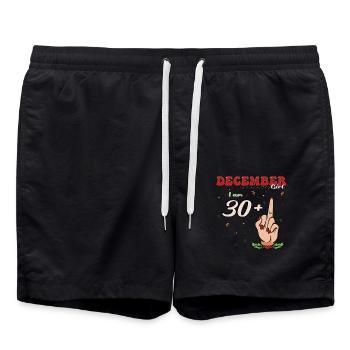 Dezember Königin 30 + Mittelfinger | Frecher 31. Platz - Badeshorts - Schwarz - Vorne - AI Model Male 185 light (185cm)