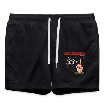 December Girl 33 + Flip Off | Fierce 34th - Swim Trunks - black - Front - AI Model Male 185 light (185cm)