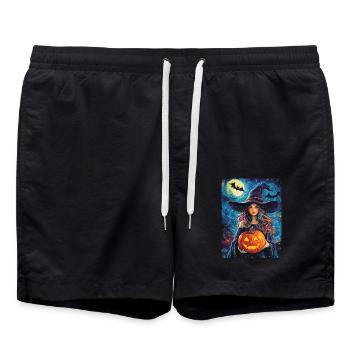 Halloween Cadeau Femmes Sorcière Hommes Enfants Décoration - Short de bain - noir - Devant - AI Model Male 185 light (185cm)
