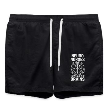 Neuro Infirmière Infirmière Neurologie Cadeau - Short de bain - noir - Devant - AI Model Male 185 light (185cm)