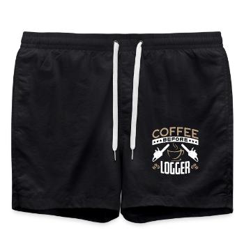 Logging Coffee Woodworker Coffee Lover Logger - Badeshorts - Schwarz - Vorne - AI Model Male 185 light (185cm)