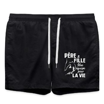 Père et fille une equipe pour la vie - Short de bain - noir - Devant - AI Model Male 185 light (185cm)