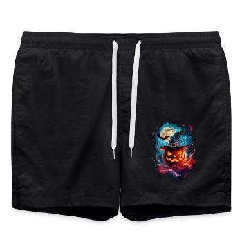 Halloween Gift Women Pumpkin Men Kids - Swim Trunks - black - Front - AI Model Male 185 light (185cm)