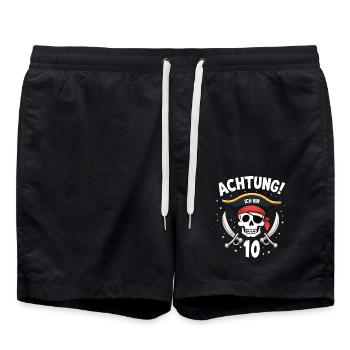 10ème anniversaire Pirate Cadeau Garçons Garçons - Short de bain - noir - Devant - AI Model Male 185 light (185cm)