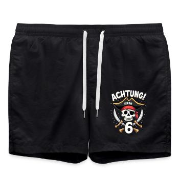 6ème anniversaire Pirate Cadeau Garçons Garçons - Short de bain - noir - Devant - AI Model Male 185 light (185cm)