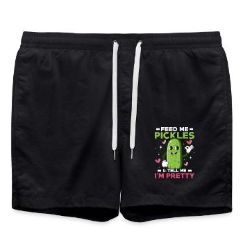Nourrissez-moi de cornichons et dites-moi que je suis assez végétalien - Short de bain - noir - Devant - AI Model Male 185 light (185cm)