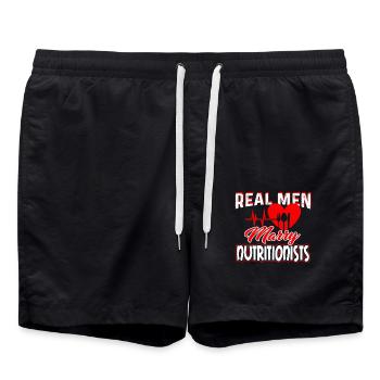 Nutritionist Real Men Marry Nutritionists - Swim Trunks - black - Front - AI Model Male 185 light (185cm)