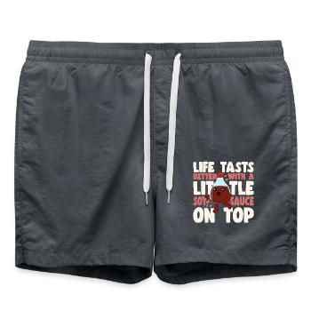 La vie des amateurs de sushis se savoure mieux avec les sushis à la sauce soja - Short de bain - charbon - Devant - AI Model Male 185 light (185cm)