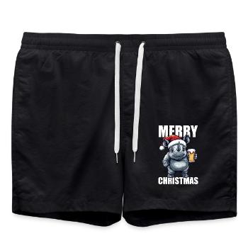Bière de rhinocéros Joyeux Noël - Short de bain - noir - Devant - AI Model Male 185 light (185cm)
