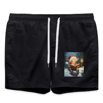 Noël Elfe Femmes Hommes Enfants Noël - Short de bain - noir - Devant - AI Model Male 185 light (185cm)