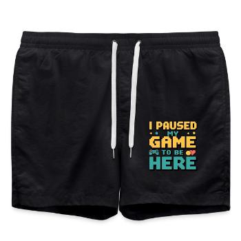 J’ai mis mon jeu en pause – Gamer Humor - Short de bain - noir - Devant - AI Model Male 185 light (185cm)