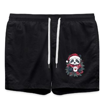 Panda Kaffee Weihnachten Deko Frauen Männer Kinder - Badeshorts - Schwarz - Vorne - AI Model Male 185 light (185cm)