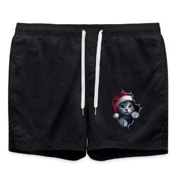 Chat Propriétaire Chats Noël Noël Chat - Short de bain - noir - Devant - AI Model Male 185 light (185cm)