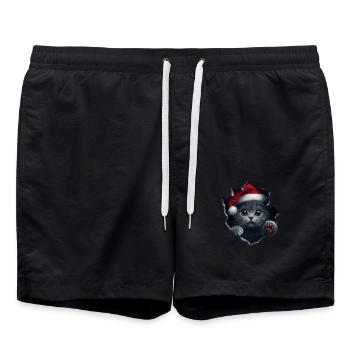 Chat Propriétaire Chats Noël Noël Chat - Short de bain - noir - Devant - AI Model Male 185 light (185cm)