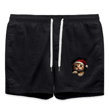 Chat Propriétaire Chats Noël Noël Chat - Short de bain - noir - Devant - AI Model Male 185 light (185cm)