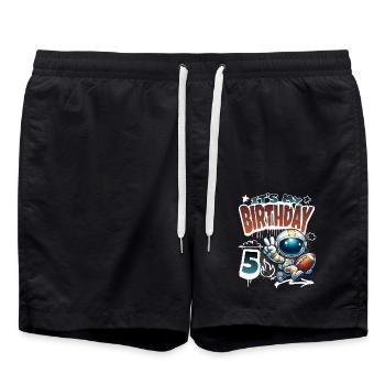 Astronaut 5. Geburtstag Football - Badeshorts - Schwarz - Vorne - AI Model Male 185 light (185cm)