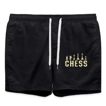 Board Game Checkmate Chessboard Chess - Swim Trunks - black - Front - AI Model Male 185 light (185cm)
