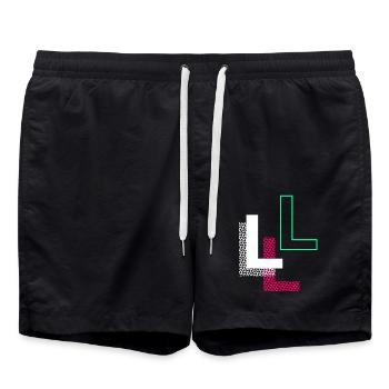 L Buchstabe - Badeshorts - Schwarz - Vorne - AI Model Male 185 light (185cm)
