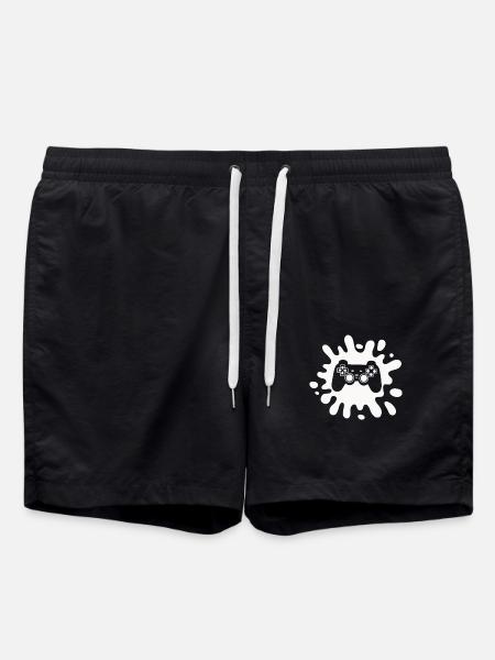 Zocker Splatter-Controller – Retro Gaming Kunst - Badeshorts - Schwarz