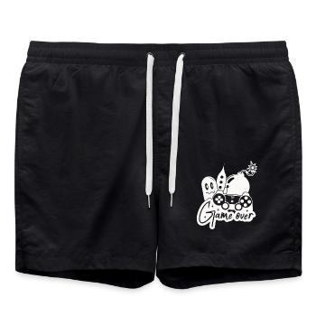 Gaming Gamer Game Over Controller Ghost Bomb - Swim Trunks - black - Front - AI Model Male 185 light (185cm)