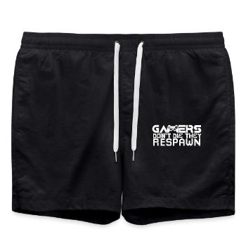 Gamer sterben nicht sie respawnen Gaming Zocken - Badeshorts - Schwarz - Vorne - AI Model Male 185 light (185cm)