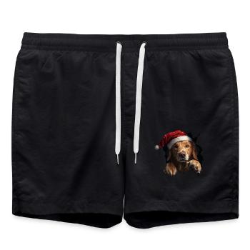 Dog owner dogs Christmas Christmas dog - Swim Trunks - black - Front - AI Model Male 185 light (185cm)