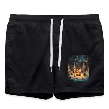 Père Noël Femmes Hommes Enfants Noël - Short de bain - noir - Devant - AI Model Male 185 light (185cm)