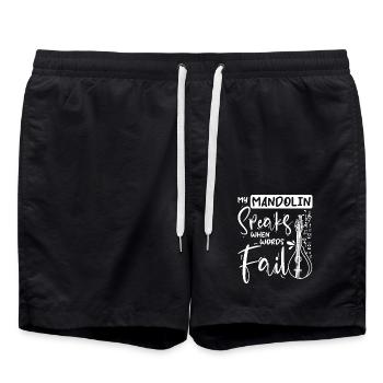 My Mandolin speaks when words fail - Badeshorts - Schwarz - Vorne - AI Model Male 185 light (185cm)