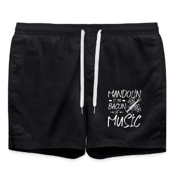 My Mandolin is the bacon of music - Swim Trunks - black - Front - AI Model Male 185 light (185cm)