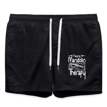 Playing Mandolin is my therapy - Swim Trunks - black - Front - AI Model Male 185 light (185cm)