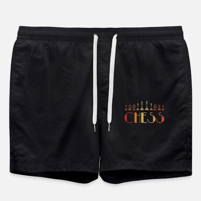 Board Game Checkmate Chessboard Chess - Swim Trunks - black
