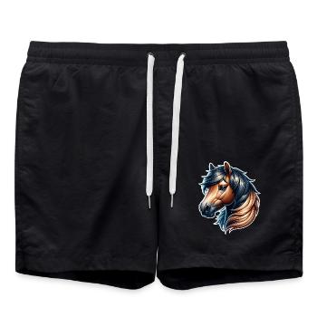 Pferd - Badeshorts - Schwarz - Vorne - AI Model Male 185 light (185cm)