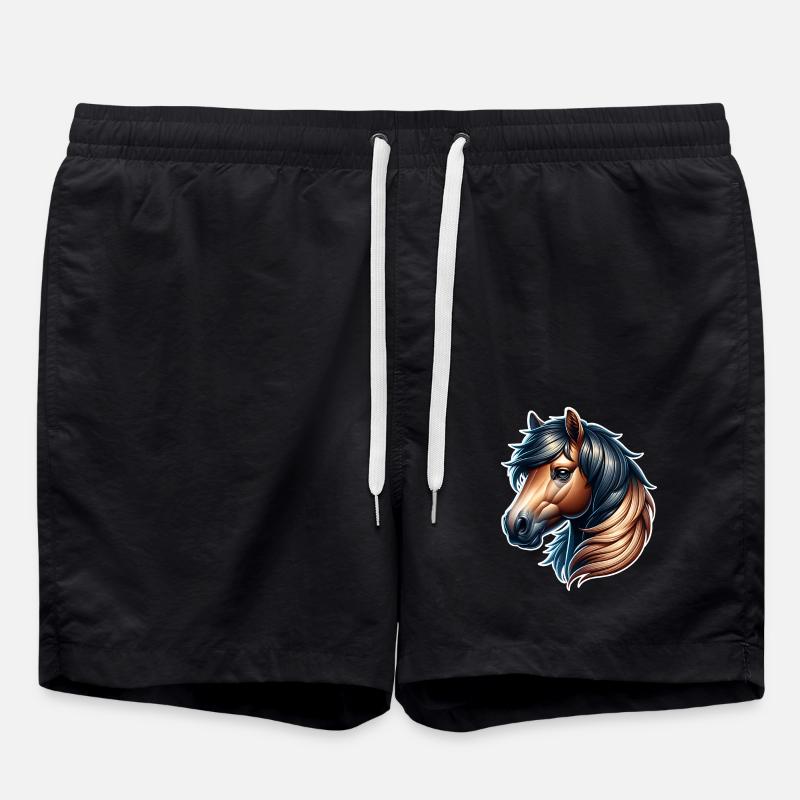 Pferd - Badeshorts - Schwarz