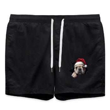 Dog owner dogs Christmas Christmas dog - Swim Trunks - black - Front - AI Model Male 185 light (185cm)