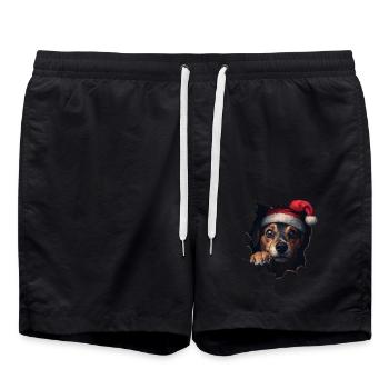 Dog owner dogs Christmas Christmas dog - Swim Trunks - black - Front - AI Model Male 185 light (185cm)