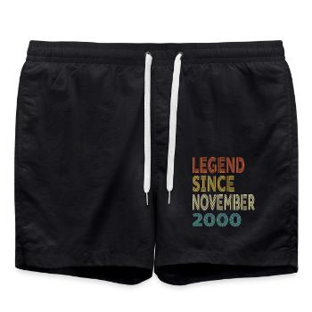 Vintage Legend Since November 2000, 24th birthday - Swim Trunks - black - Front - AI Model Male 185 light (185cm)
